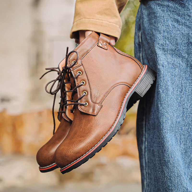 Luxury Retro High Men's Leathe - Crossfit Male ulasan dan harga